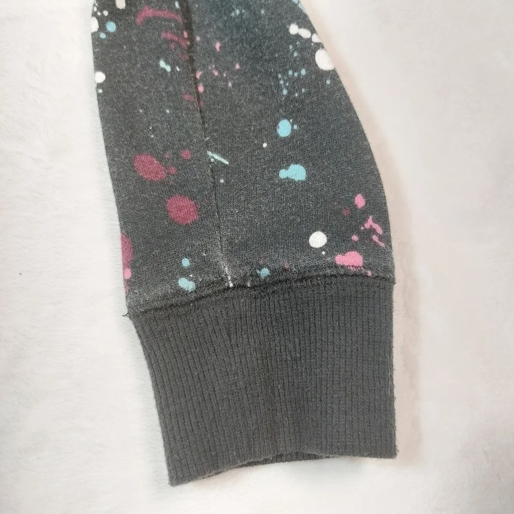 Justice Active Black Paint Splatter Hoodie Size 6